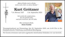 Traueranzeige Kurt Grötzner