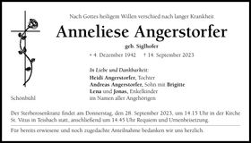Traueranzeige Anneliese Angerstorfer