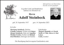 Traueranzeige Adolf Steinbeck