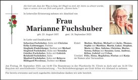 Traueranzeige Marianne Fuchshuber