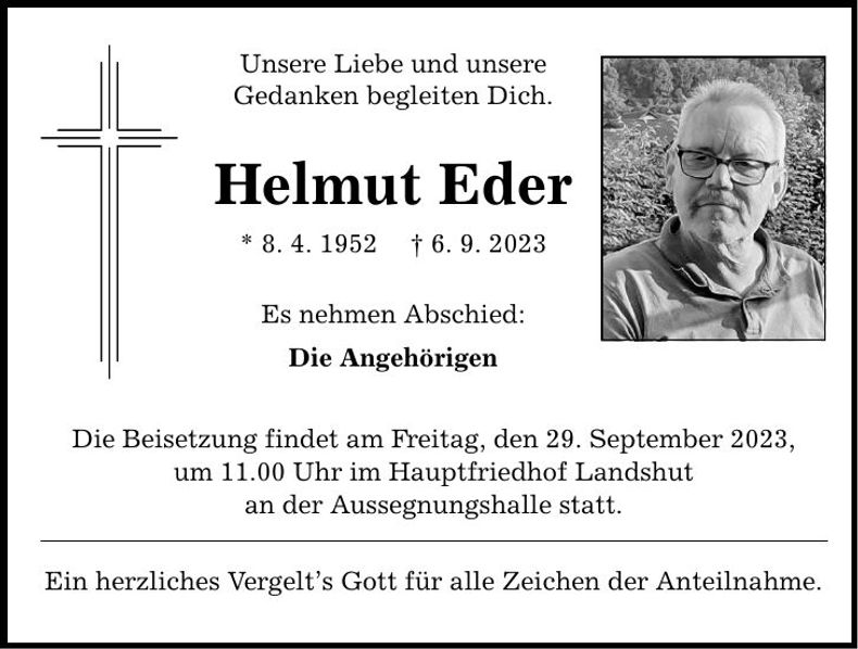 Traueranzeige Helmut Eder
