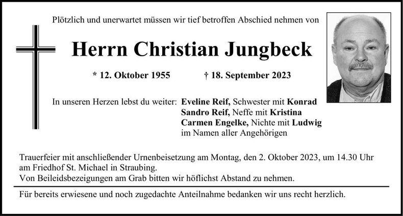 Traueranzeige Christian Jungbeck
