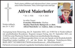 Traueranzeige Alfred Maierhofer