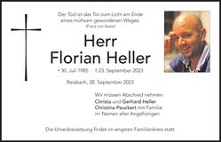 Traueranzeige Florian Heller