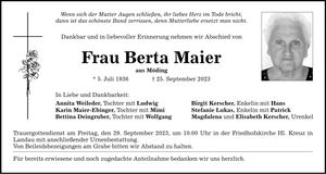 Traueranzeige Berta Maier