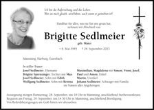 Traueranzeige Brigitte Sedlmeier