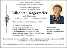 Traueranzeige Elisabeth Kagermeier