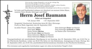 Traueranzeige Josef Baumann