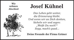 Traueranzeige Josef Kühnel