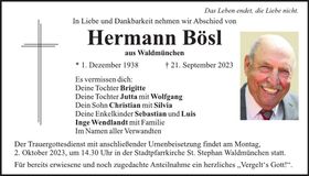 Traueranzeige Hermann Bösl