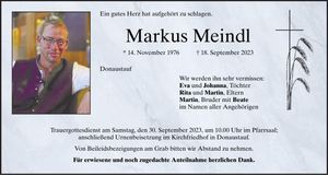 Traueranzeige Markus Meindl