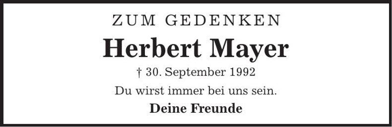 Traueranzeige Herbert Mayer