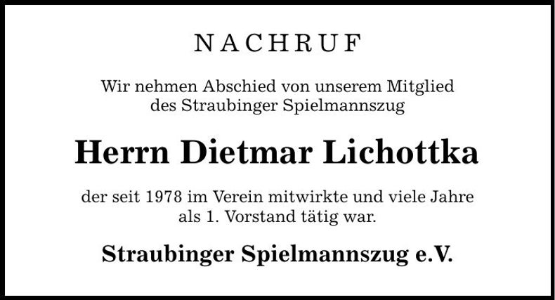 Traueranzeige Dietmar Lichotka