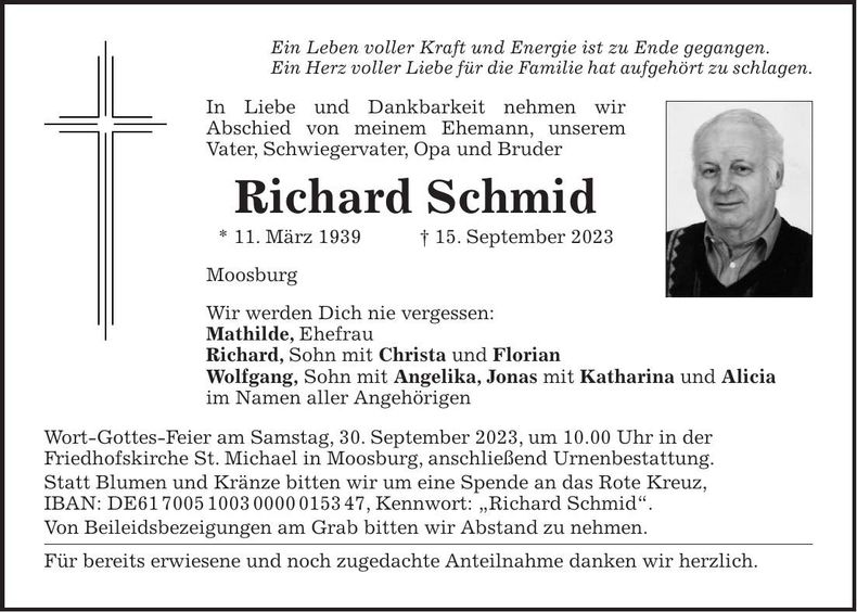 Traueranzeige Richard Schmid