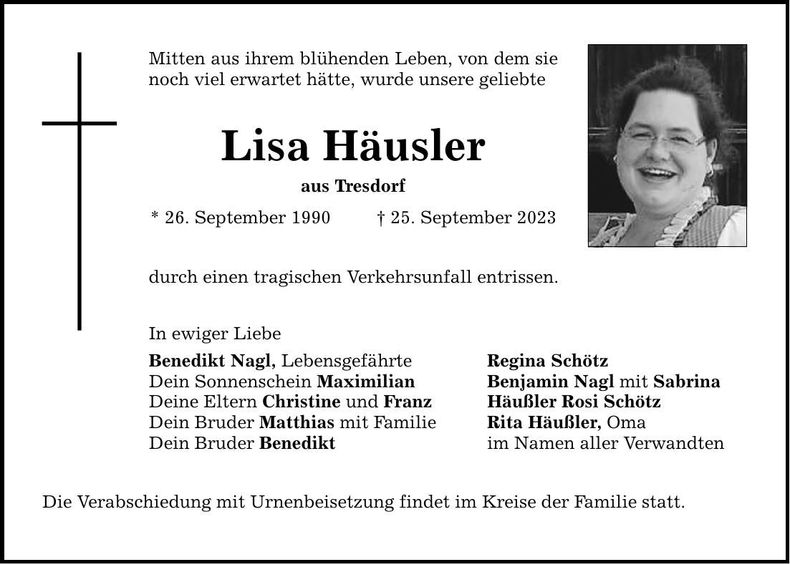 Traueranzeige Lisa Häusler