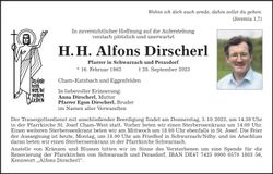 Traueranzeige Alfons Pfarrer Dirscherl