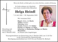 Traueranzeige Helga Heindl
