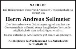 Traueranzeige Andreas Sellmeier