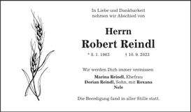 Traueranzeige Robert Reindl
