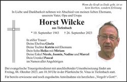 Traueranzeige Horst Wilcke