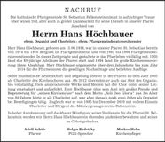 Traueranzeige Hans Höchbauer