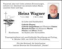Traueranzeige Heinz Wagner