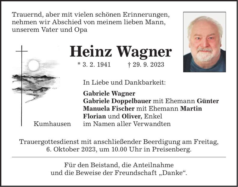 Traueranzeige Heinz Wagner