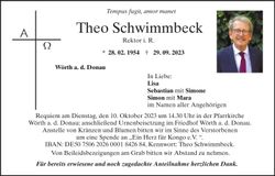 Traueranzeige Theo Schwimmbeck