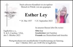 Traueranzeige Esther Ley