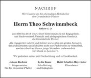 Traueranzeige Theo Schwimmbeck