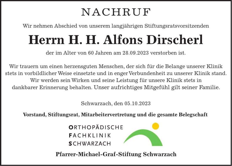 Traueranzeige Drischerl Pfr. Alfons