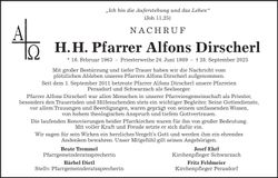 Traueranzeige Alfons Dirscherl