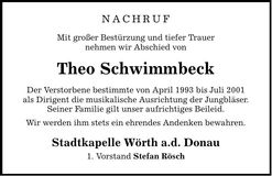 Traueranzeige Theo Schwimmbeck