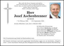 Traueranzeige Josef Aschenbrenner