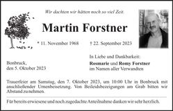 Traueranzeige Martin Forstner