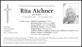 Traueranzeige Rita Aichner