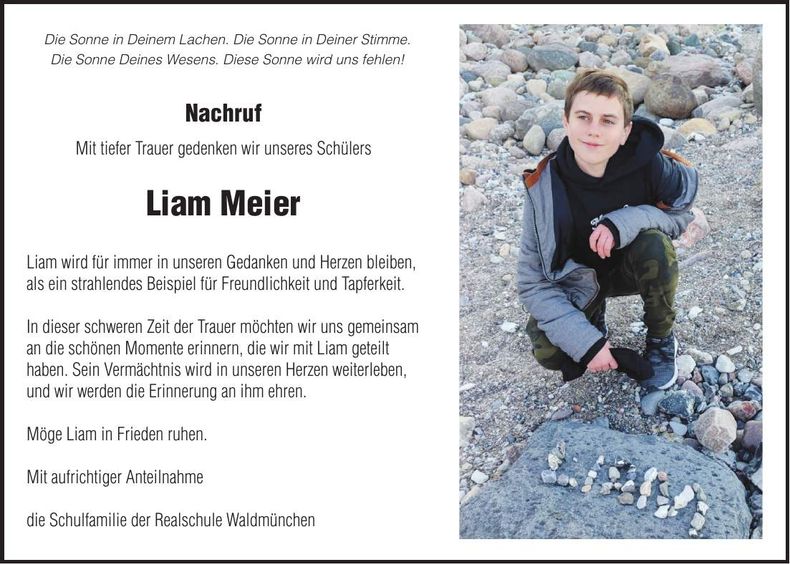 Traueranzeige Liam Meier