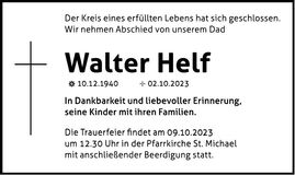 Traueranzeige Walter Helf