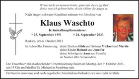 Traueranzeige Klaus Waschto