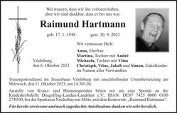 Traueranzeige Raimund Hartmann