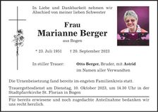 Traueranzeige Marianne Berger
