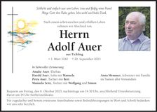 Traueranzeige Adolf Auer