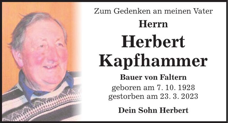 Traueranzeige Herbert Kapfhammer