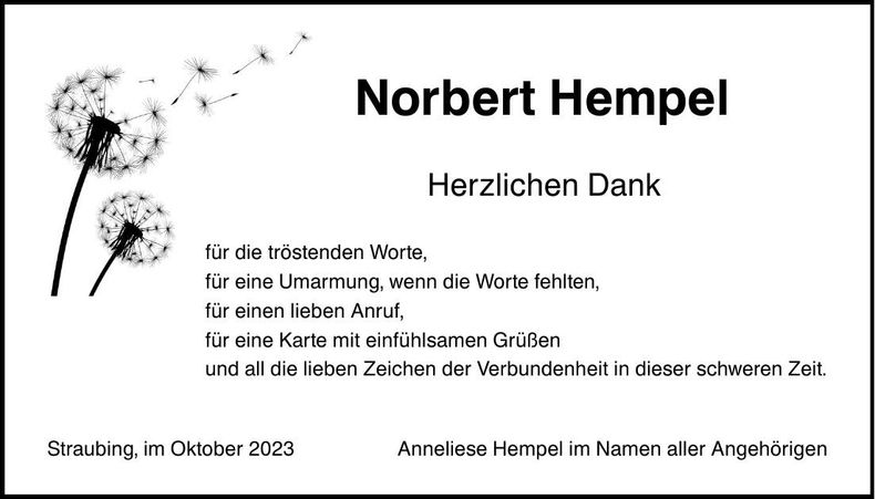 Traueranzeige Norbert Hempel