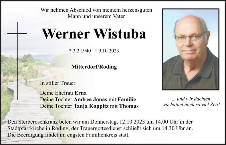 Traueranzeige Werner Wistuba