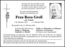 Traueranzeige Rosa Groß