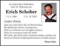 Traueranzeige Erich Schober