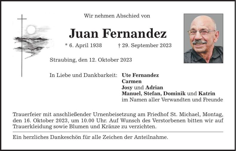 Traueranzeige Juan Fernandez