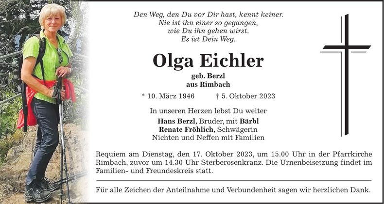 Traueranzeige Olga Eichler