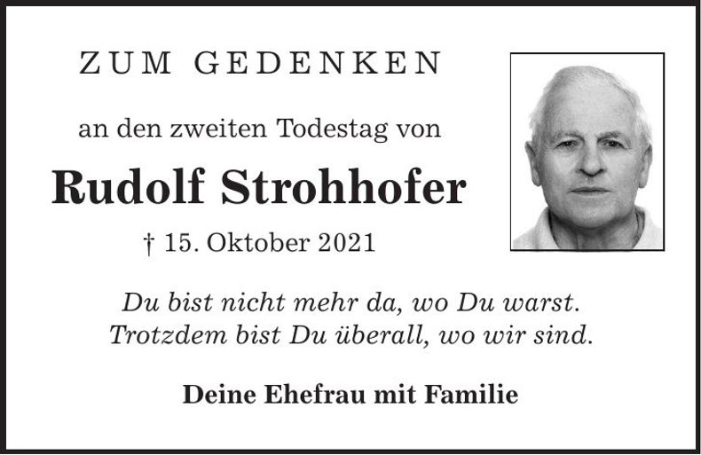 Traueranzeige Rudolf Strohhofer